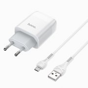 Превью Сетевое зарядное устройство HOCO C72A Glorious с кабелем micro-USB (белое) &mdash; 11