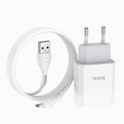 Превью Сетевое зарядное устройство HOCO C72A Glorious с кабелем micro-USB (белое) &mdash; 4