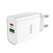 Превью Сетевое зарядное устройство Hoco C80A USB/Type-C с кабелем для Apple (Lightning - Type-C) (белое) &mdash; 6