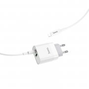 Превью Сетевое зарядное устройство Hoco C80A USB/Type-C с кабелем для Apple (Lightning - Type-C) (белое) &mdash; 5