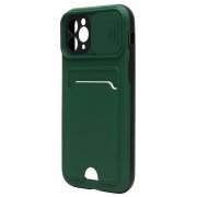 Чехол-накладка PC066 с картхолдером (360) для Apple iPhone 11 Pro (черно-зеленая) — 3