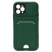 Чехол-накладка PC066 с картхолдером (360) для Apple iPhone 11 Pro (черно-зеленая) — 1
