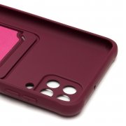 Чехол-накладка - SC304 с картхолдером для Samsung Galaxy A12 (A125F) (бордовая) (208709) — 2