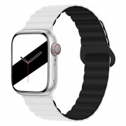 Ремешок - ApW32 для Apple Watch 45 mm силикон на магните (бело-черный)