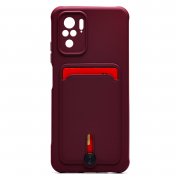 Чехол-накладка с картхолдером для Xiaomi Redmi Note 10 (бордовая) — 1