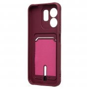 Чехол-накладка с картхолдером для Infinix Hot 50i (бордовая) — 2