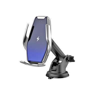 Автомобильный держатель HOCO S14 раздвижной с беспроводной зарядкой (серебристый) &mdash; 1