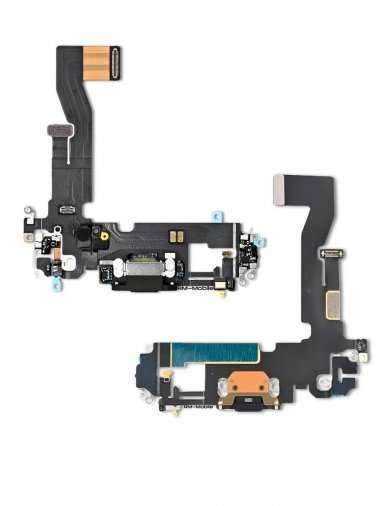 Шлейф для Apple iPhone 12 на разъем зарядки/микрофон (черный) &mdash; 1